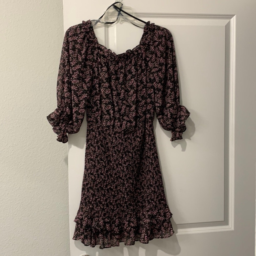 Off The Shoulder Black and Purple Dress